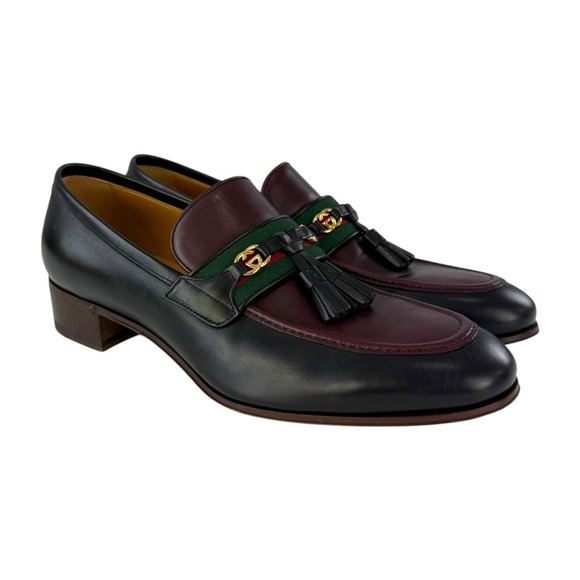 Gucci Leather Web Stripe Tassel Loafer - Picture 1 of 10